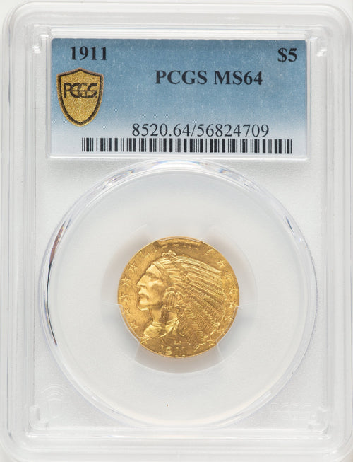 1911 $5 Indian Half Eagle PCGS MS64