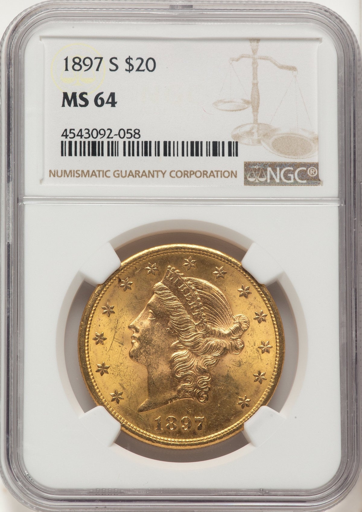 1897-S $20 Liberty Double Eagle NGC MS64