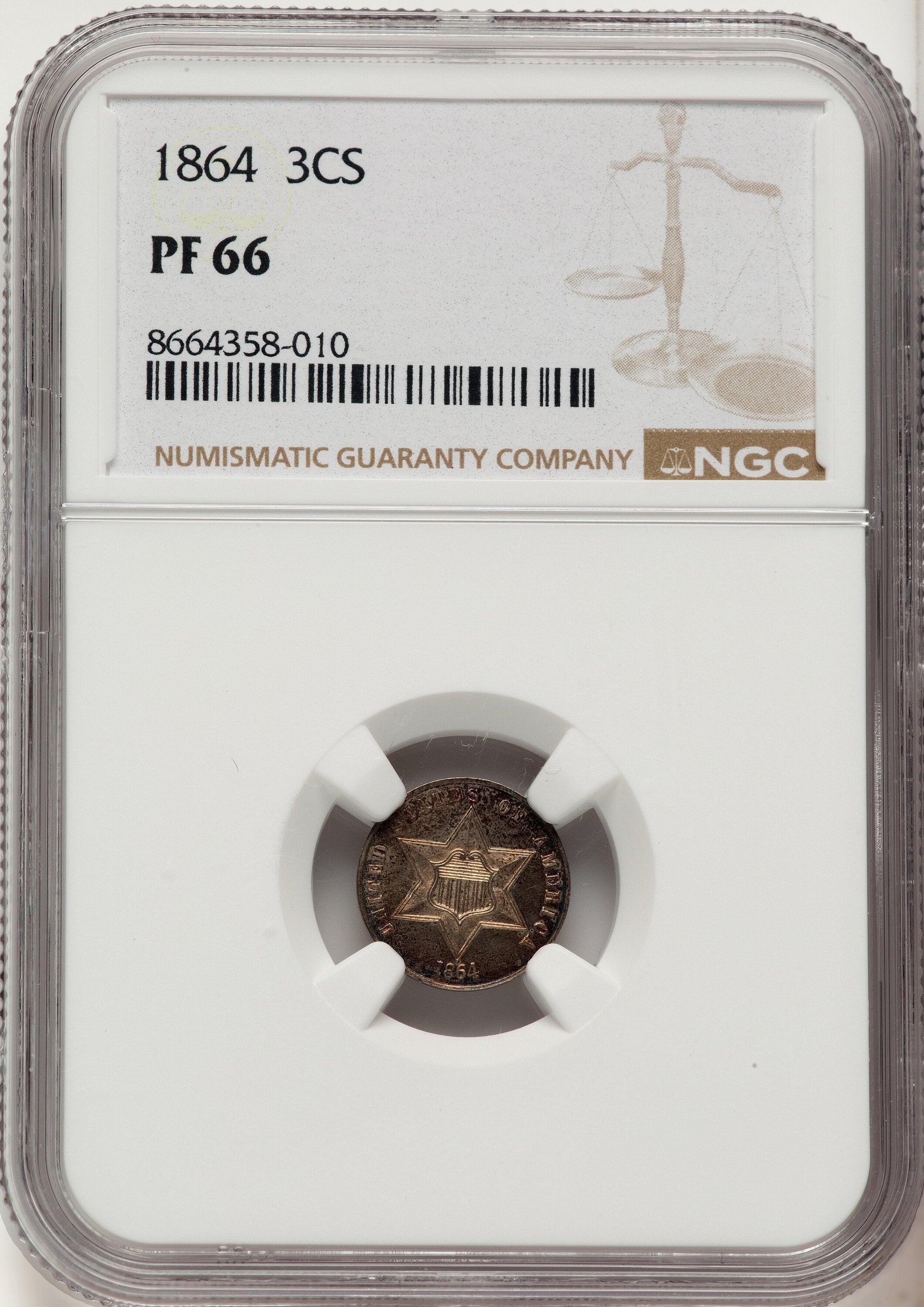 1864 3CS Proof Three Cent Silver NGC PR66
