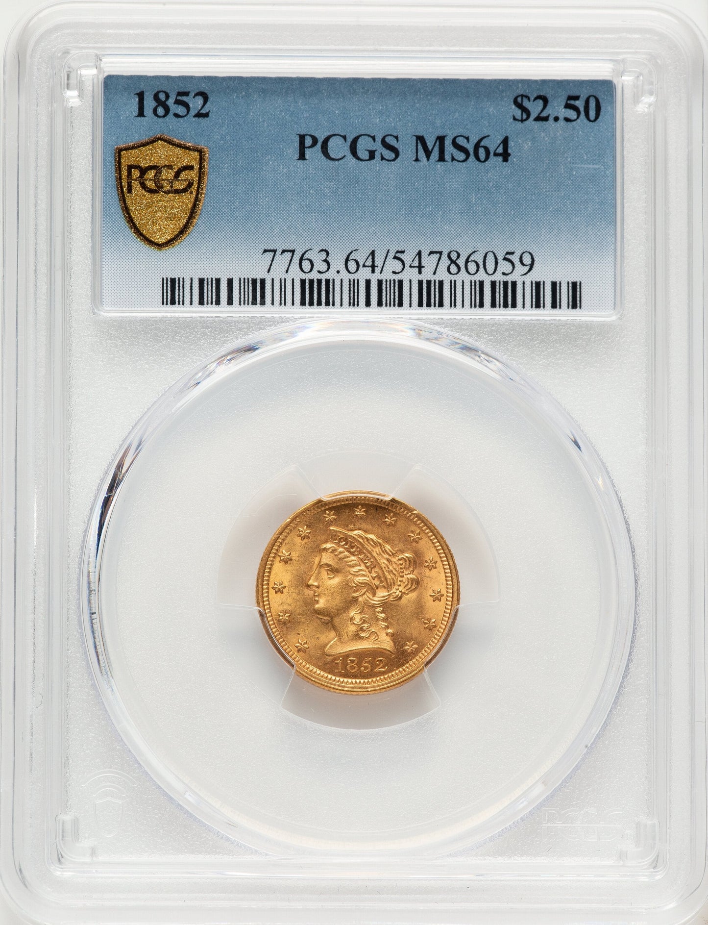 1852 $2.50 Liberty Quarter Eagle PCGS MS64
