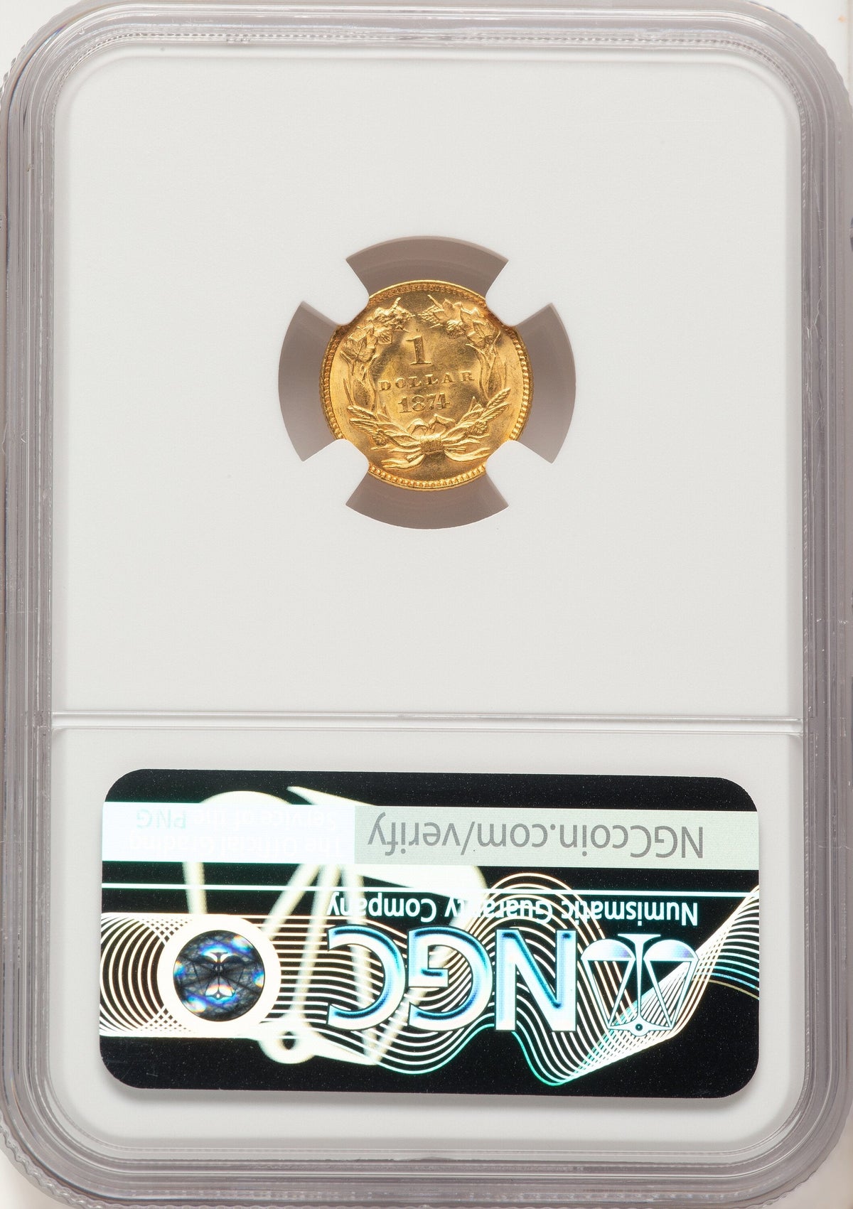 1874 G$1 Gold Dollar NGC MS65