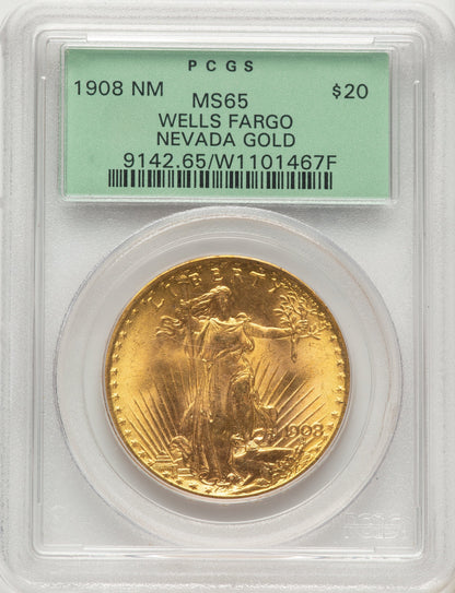 1908 $20 NO MOTTO Saint-Gaudens Double Eagle PCGS MS65