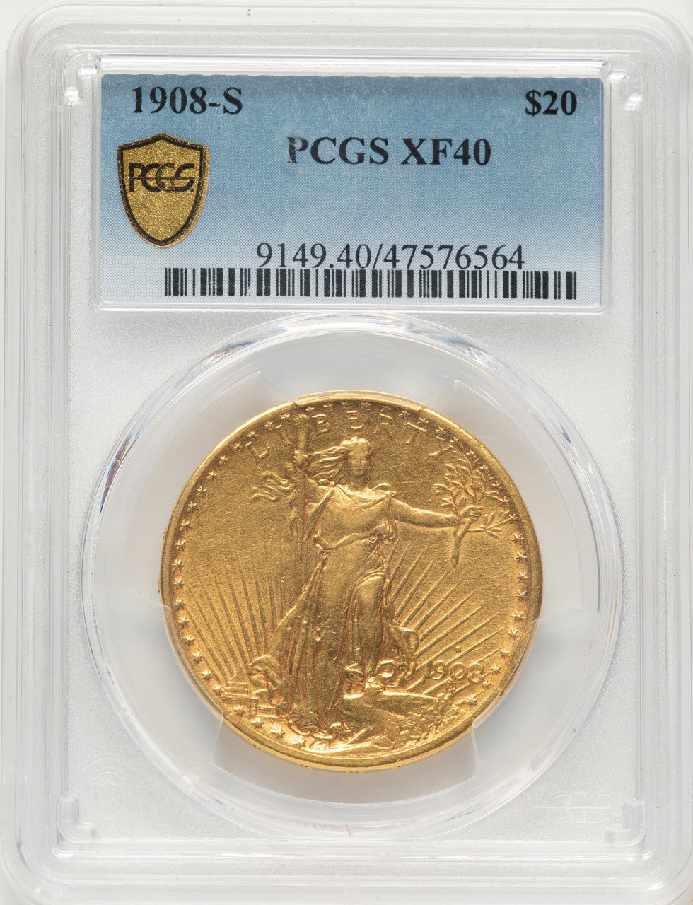 1908-S $20 Saint-Gaudens Double Eagle PCGS XF40