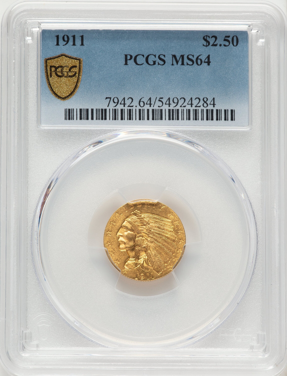 1911 $2.50 Indian Quarter Eagle PCGS MS64