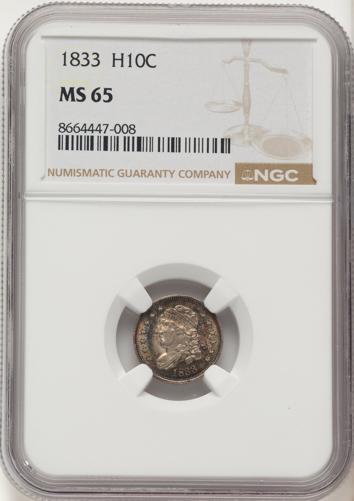 1833 H10C Bust Half Dime NGC MS65