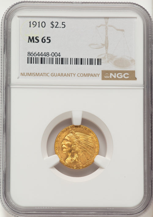 1910 $2.50 Indian Quarter Eagle NGC MS65