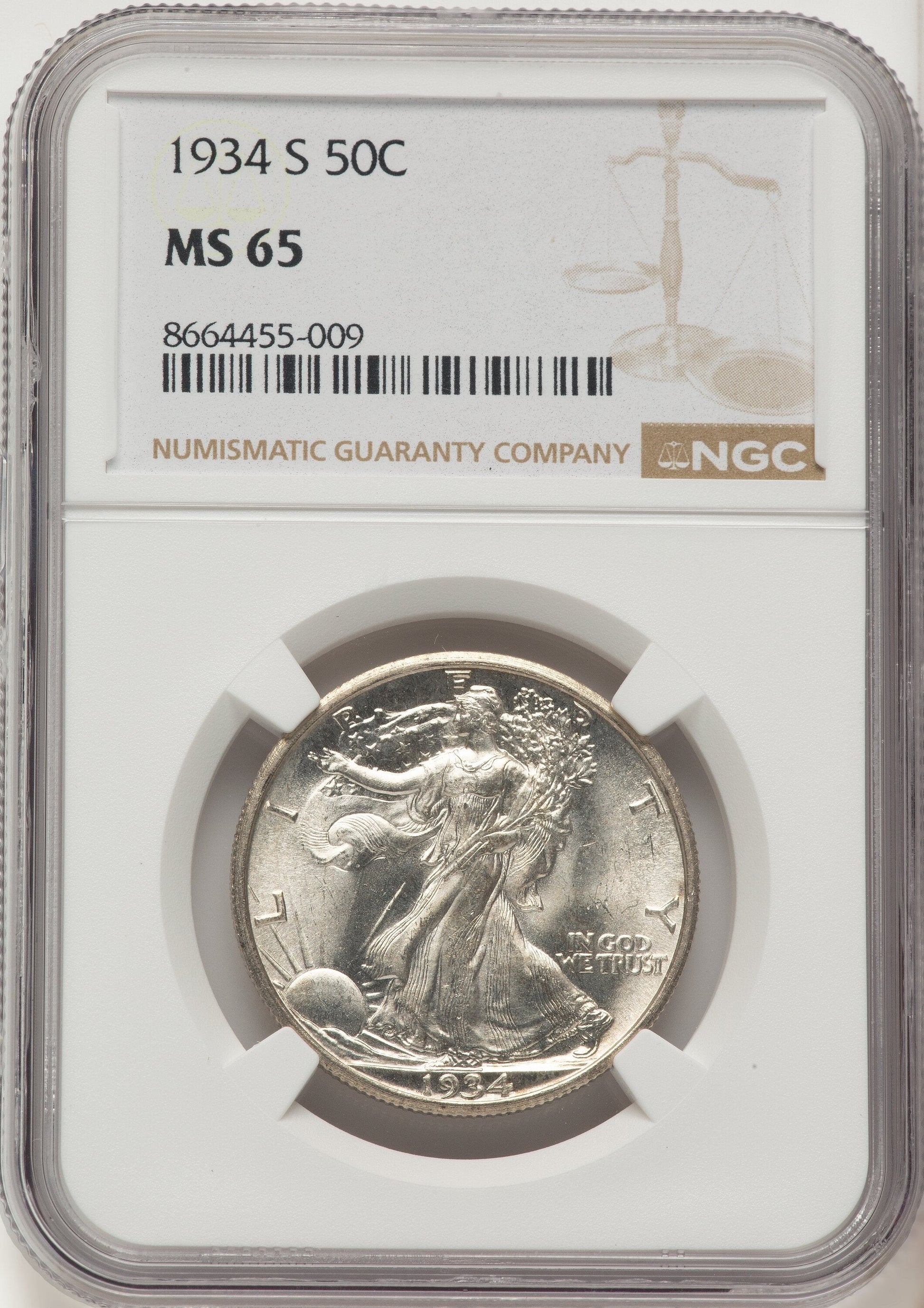 1934-S 50C Walking Liberty Half Dollar NGC MS65