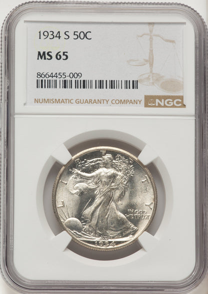 1934-S 50C Walking Liberty Half Dollar NGC MS65