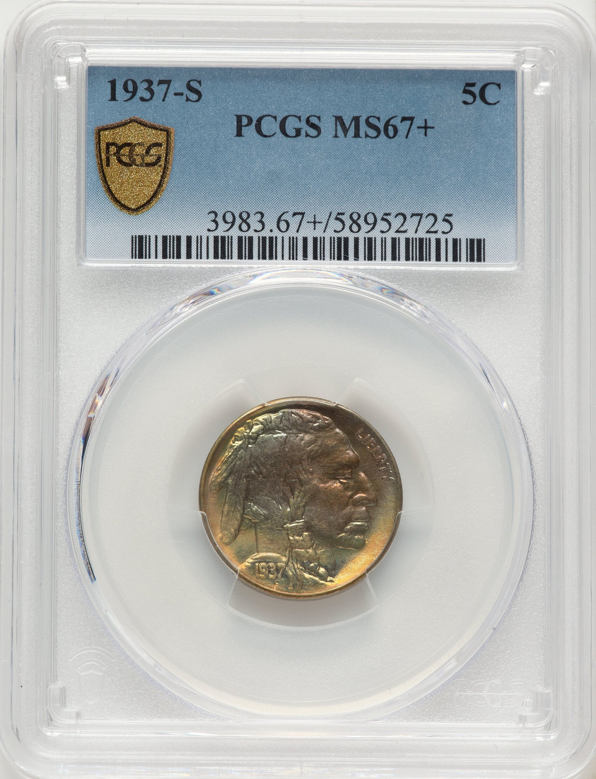 1937-S 5C Buffalo Nickel PCGS MS67+