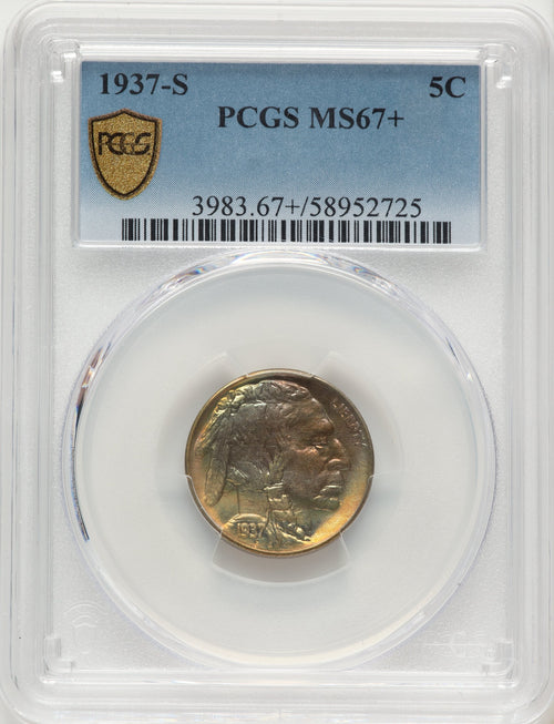 1937-S 5C Buffalo Nickel PCGS MS67+