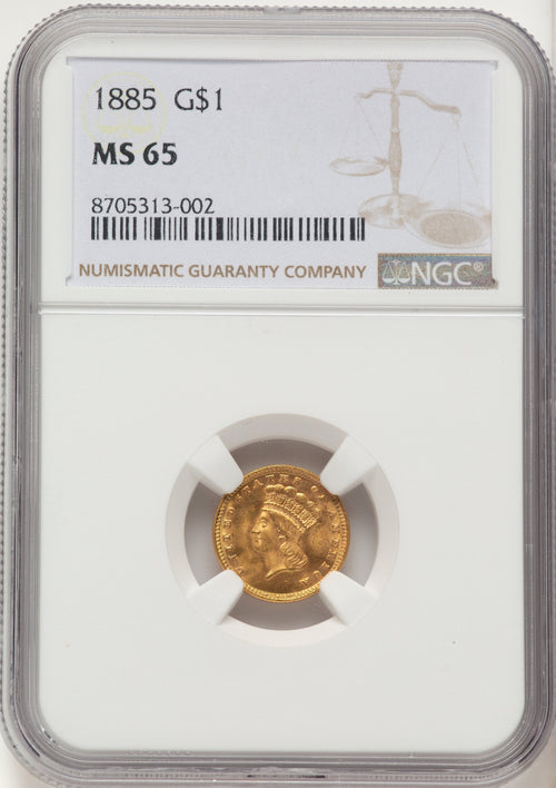 1885 G$1 Gold Dollar NGC MS65