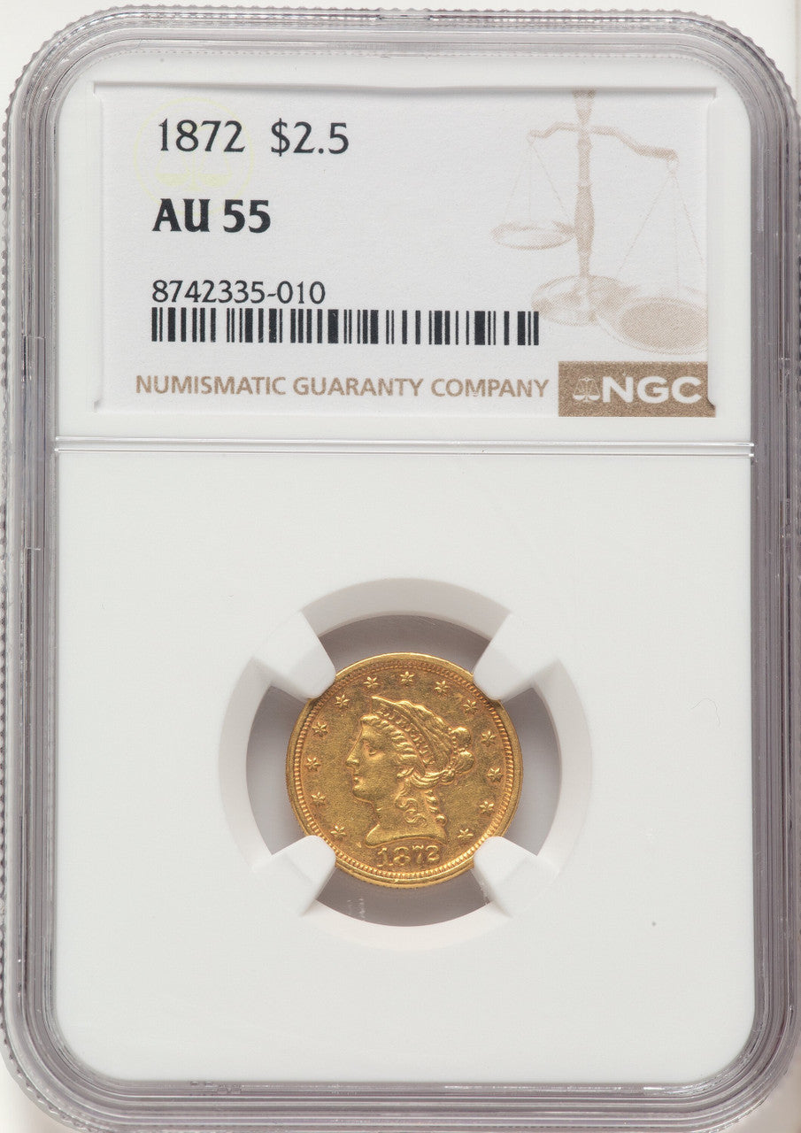 1872 $2.50 Liberty Quarter Eagle NGC AU55