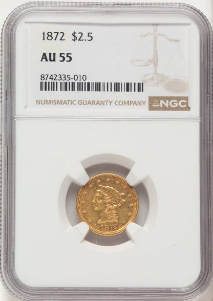 1872 $2.50 Liberty Quarter Eagle NGC AU55