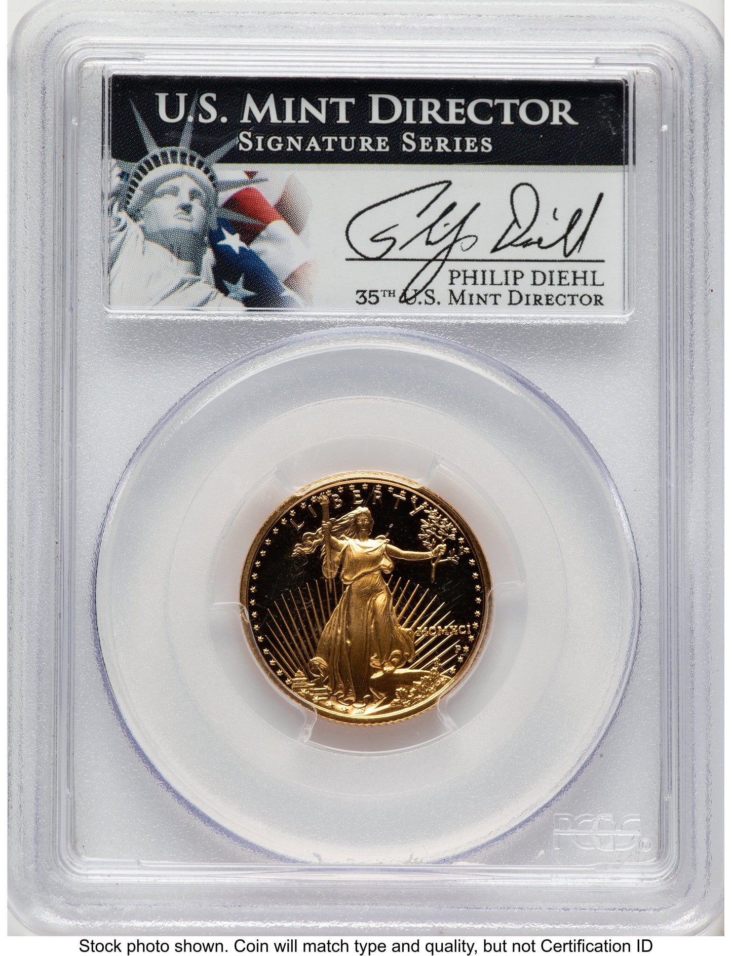 1991-P Proof Gold Eagle 1/4 oz Philip Diehl PCGS PR70