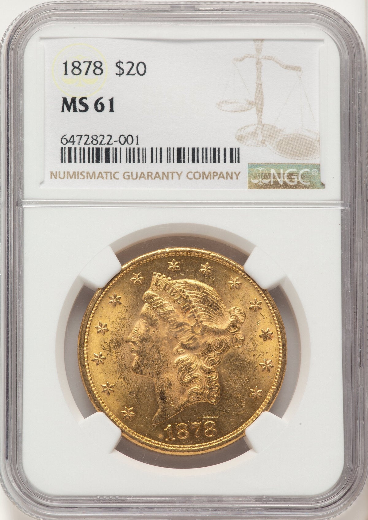 1878 $20 Liberty Double Eagle NGC MS61