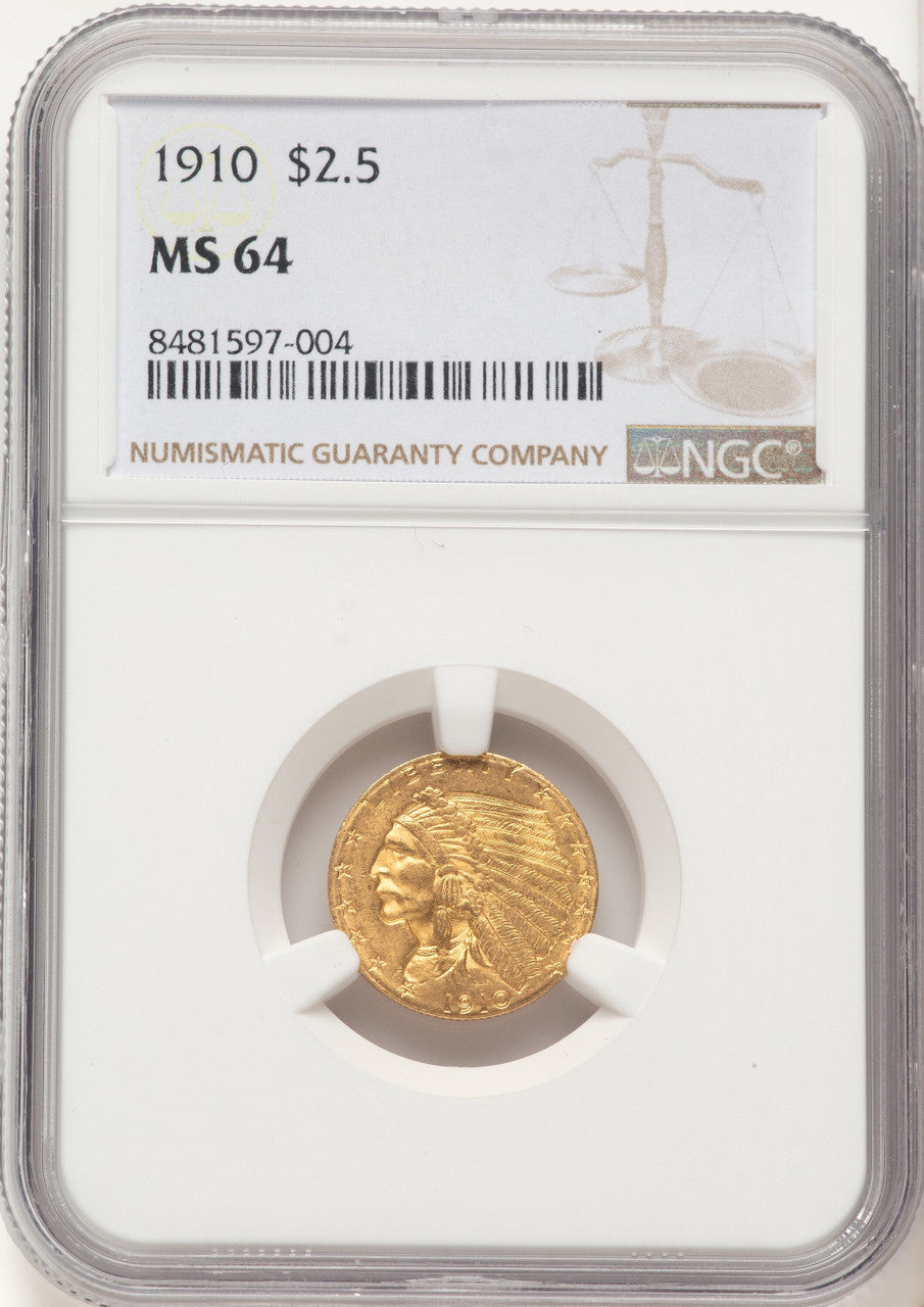 1910 $2.50 Indian Quarter Eagle NGC MS64