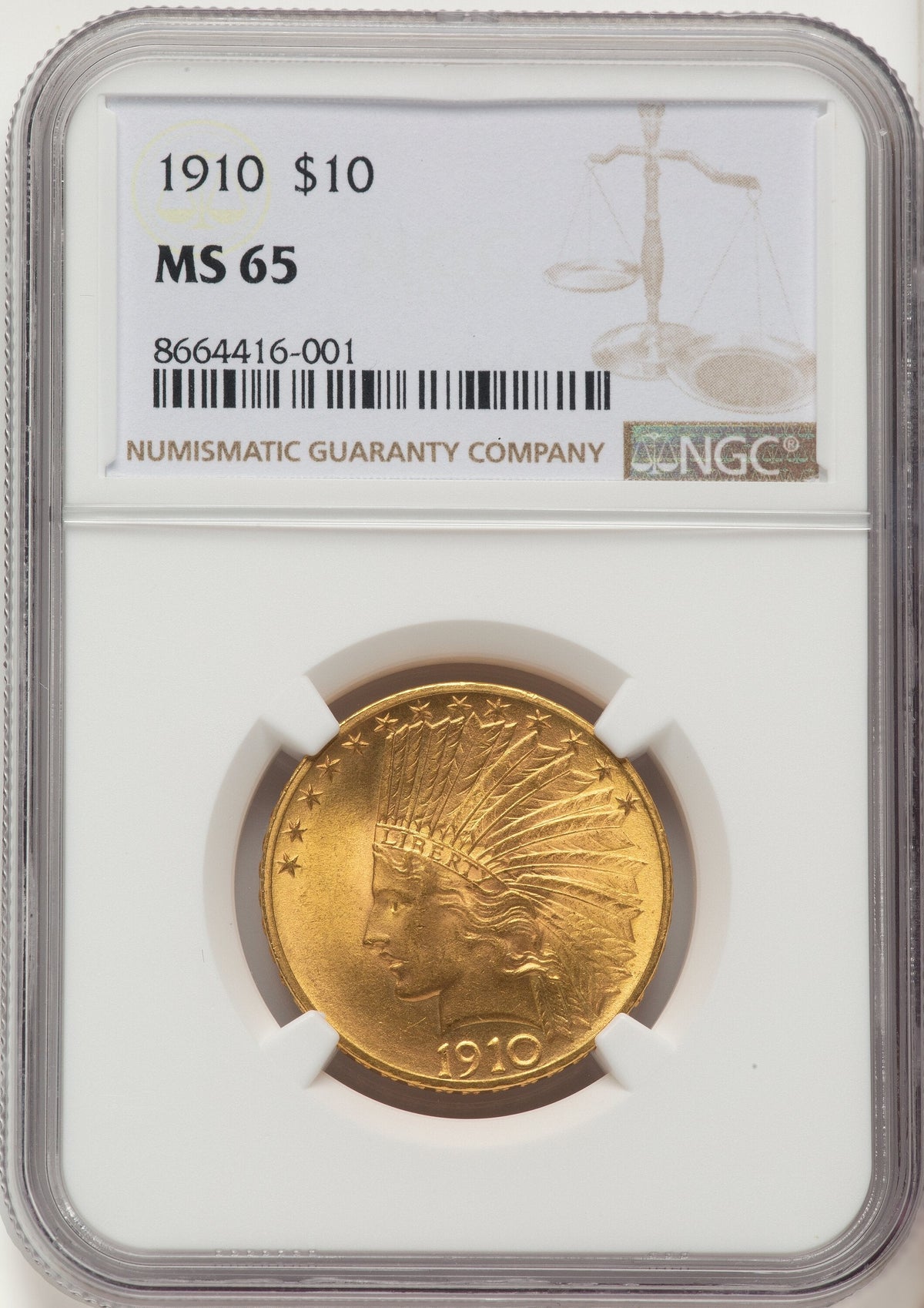 1910 $10 Indian Eagle NGC MS65