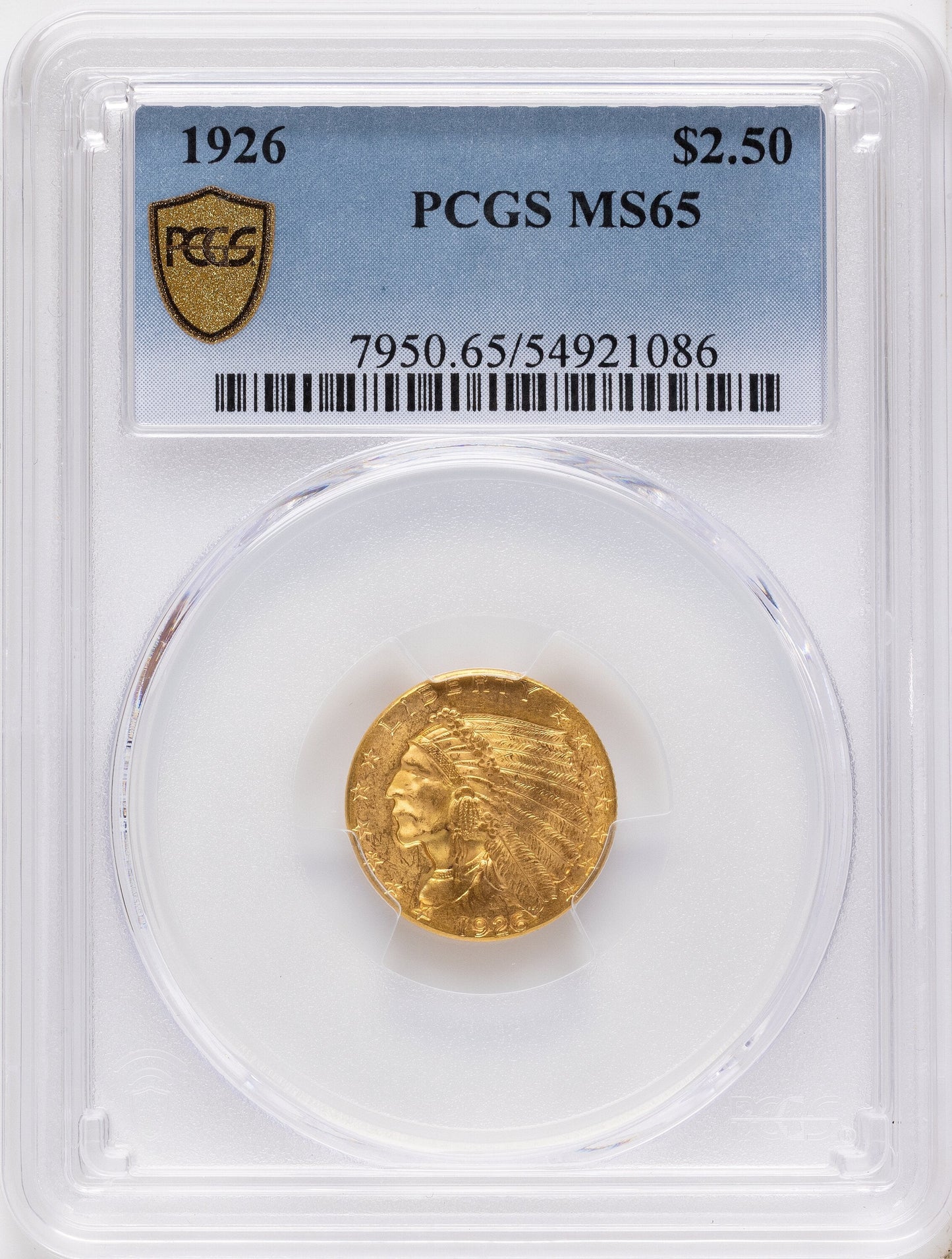 1926 $2.50 Indian Quarter Eagle PCGS MS65
