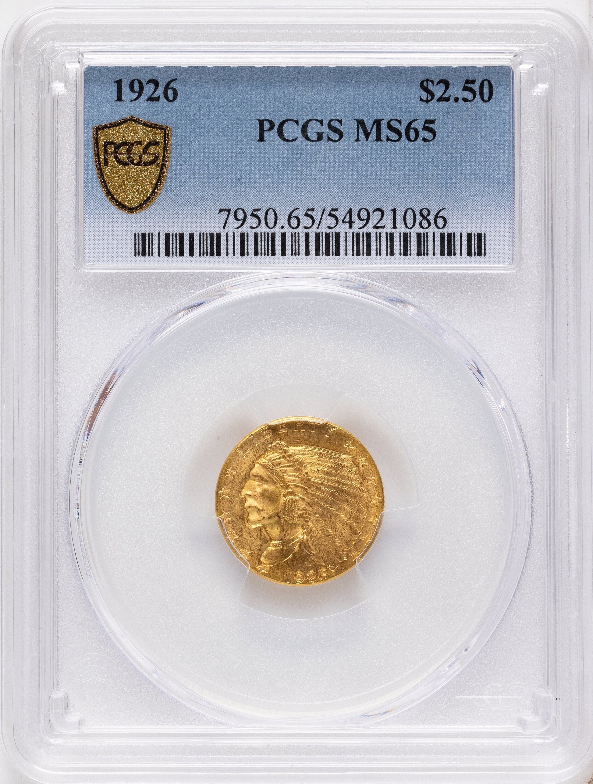 1926 $2.50 Indian Quarter Eagle PCGS MS65