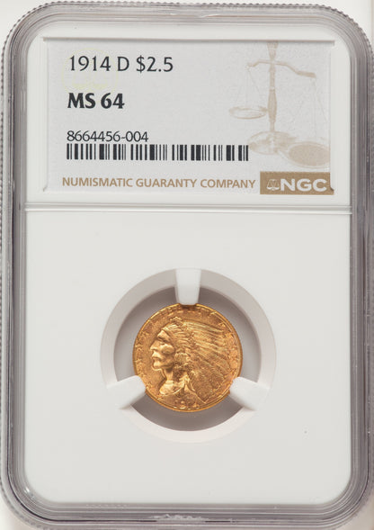 1914-D $2.50 Indian Quarter Eagle NGC MS64