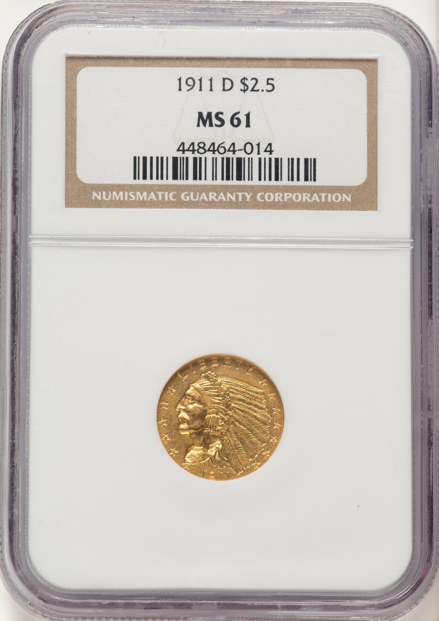 1911-D $2.50 Indian Quarter Eagle NGC MS61