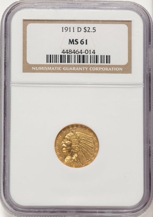 1911-D $2.50 Indian Quarter Eagle NGC MS61