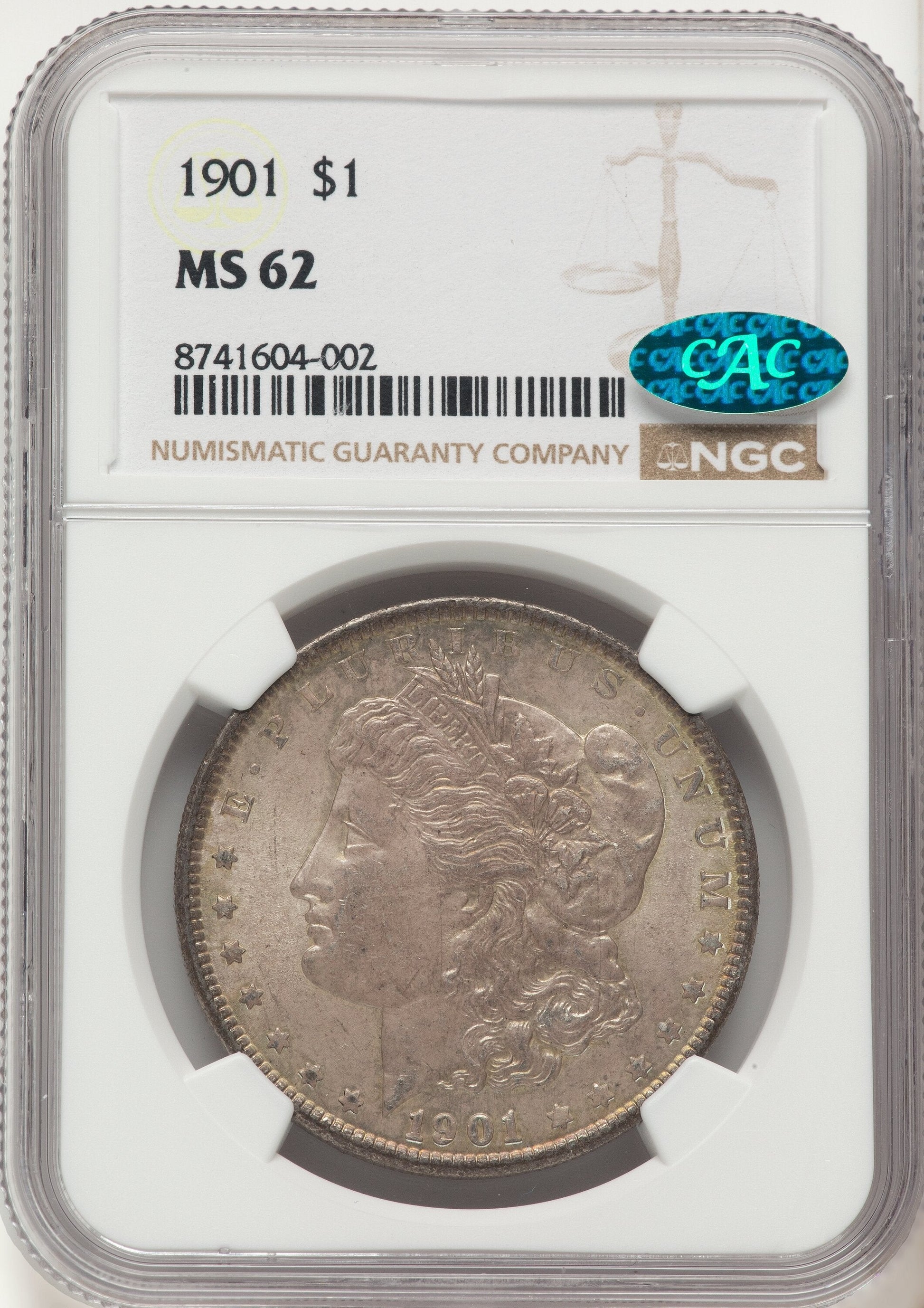 1901 CAC Morgan Dollar NGC MS62