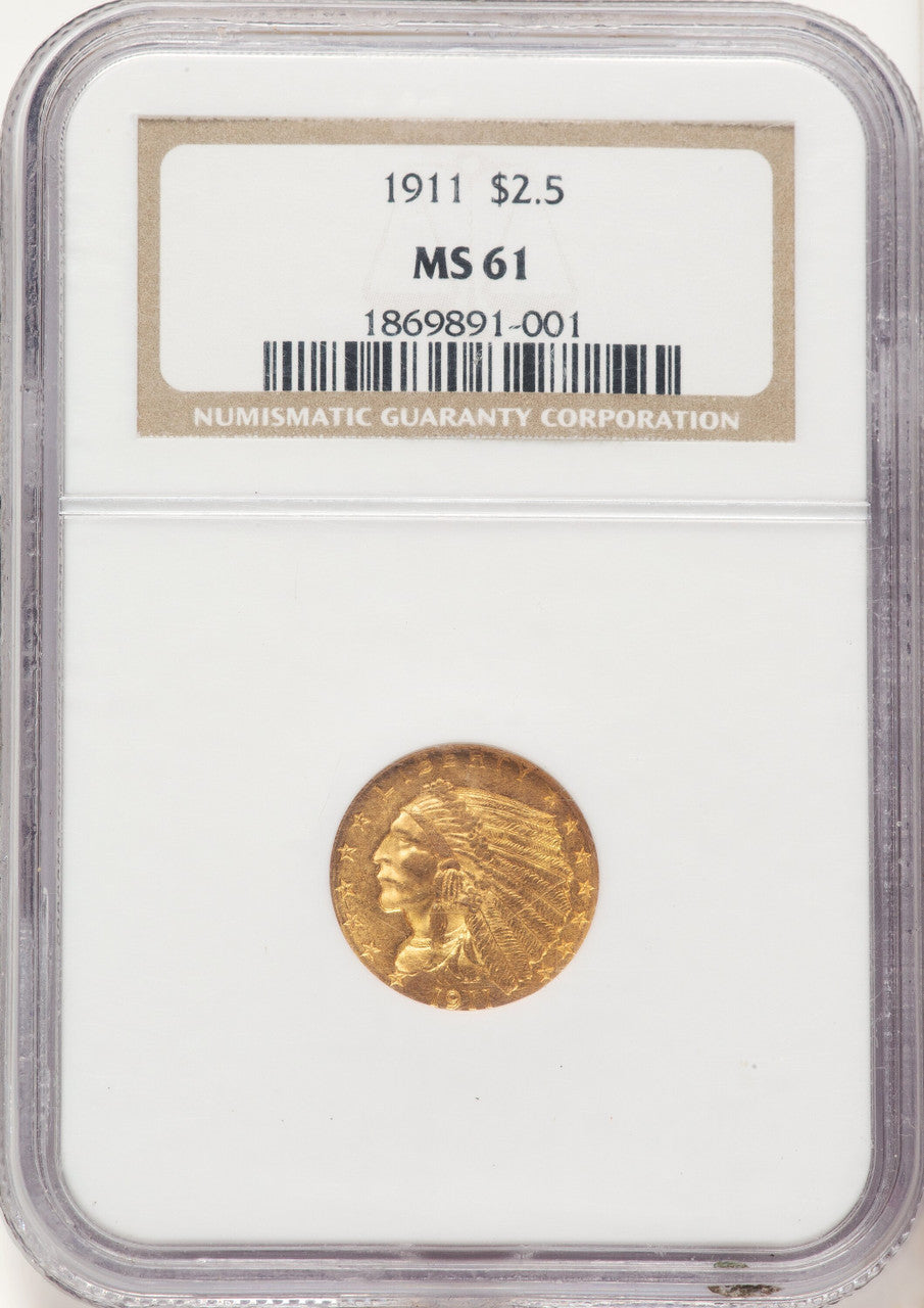 1911 $2.50 Indian Quarter Eagle NGC MS61