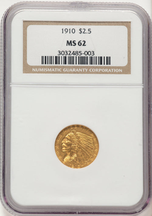 1910 $2.50 Indian Quarter Eagle NGC MS62