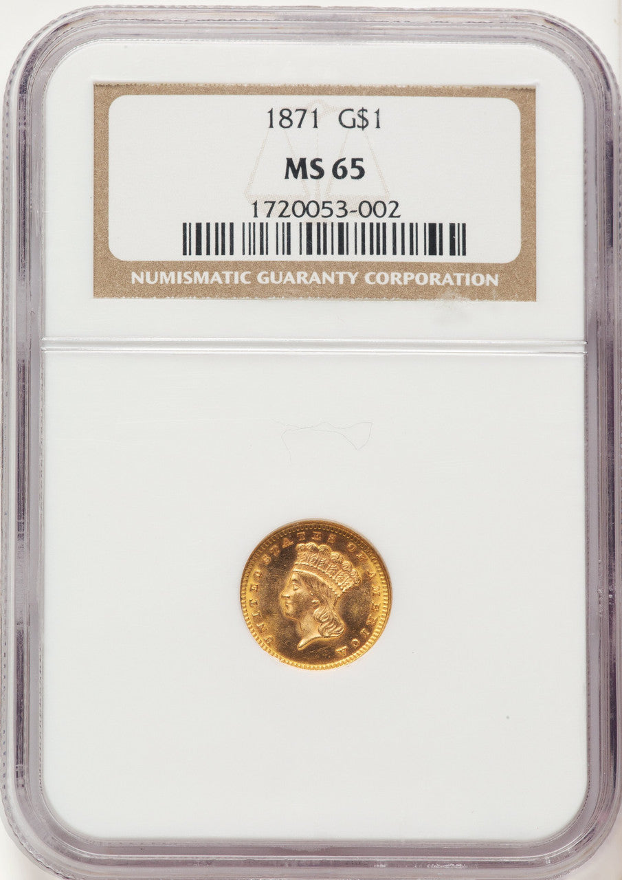 1871 G$1 Gold Dollar NGC MS65