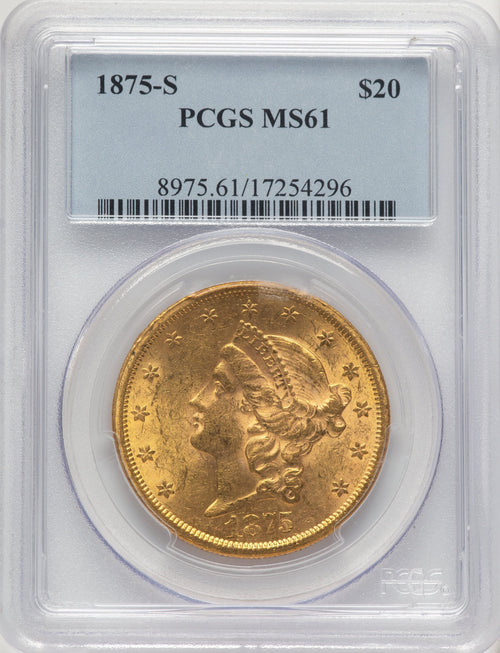 1875-S $20 Liberty Double Eagle PCGS MS61