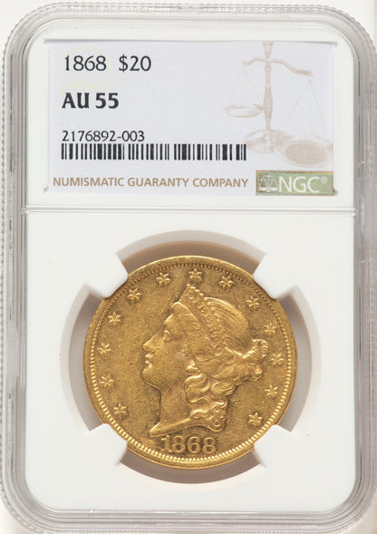 1868 $20 Liberty Double Eagle NGC AU55