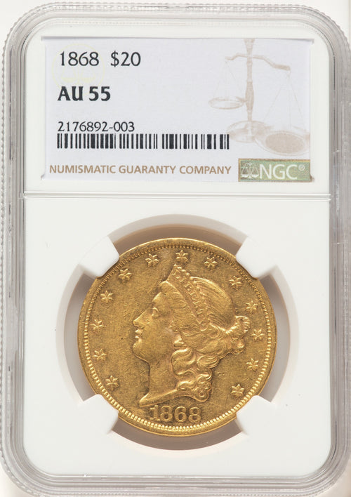 1868 $20 Liberty Double Eagle NGC AU55
