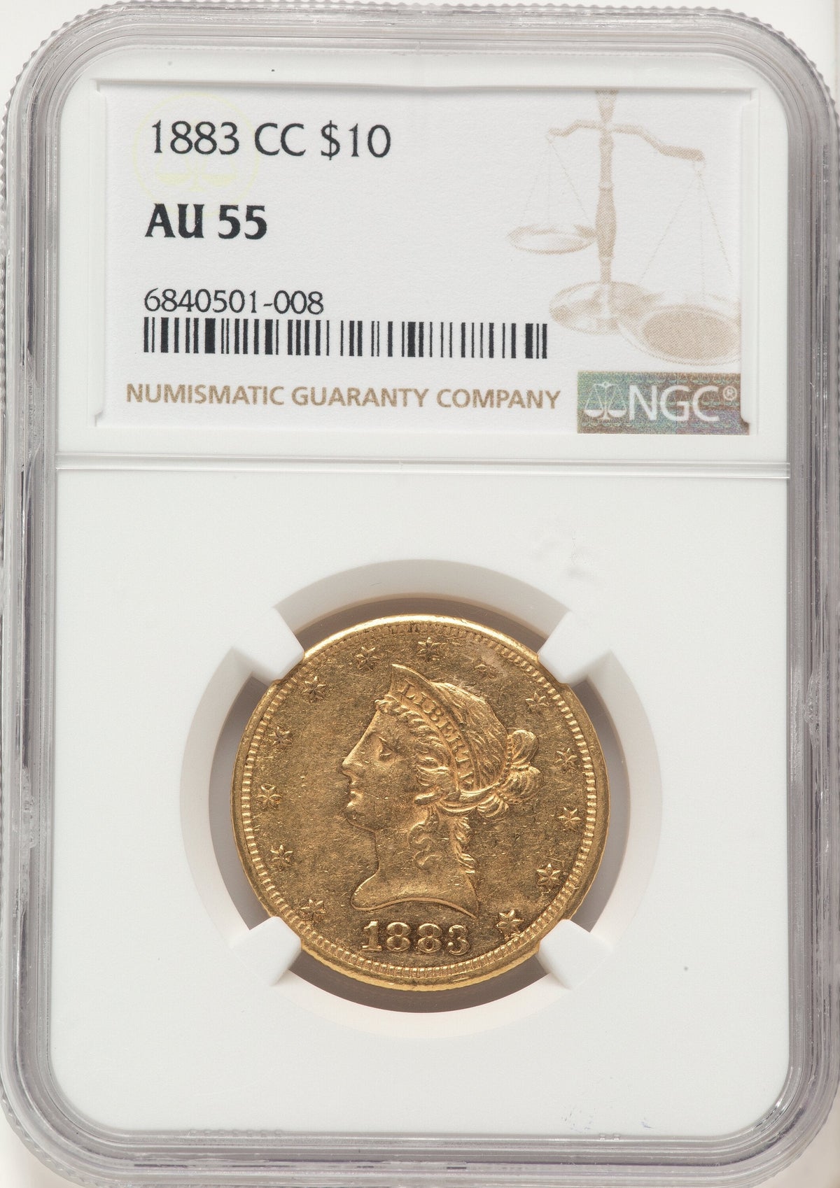 1883-CC $10 Liberty Eagle NGC AU55