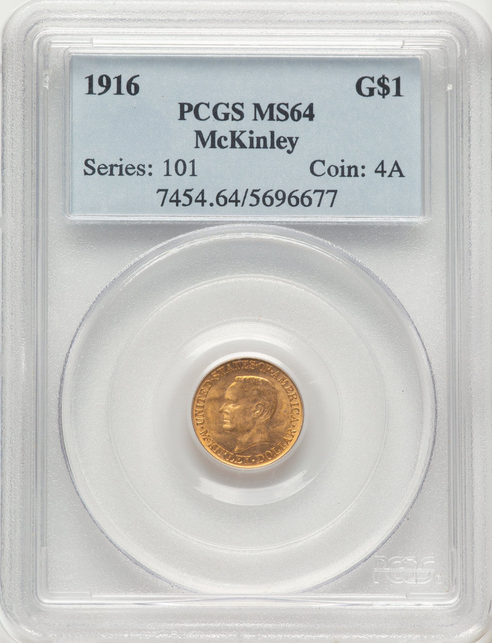 1916 G$1 McKinley Commemorative Gold PCGS MS64