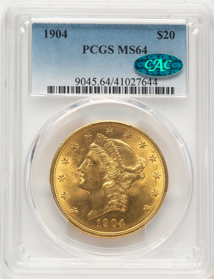1904 $20 Liberty CAC Liberty Double Eagle PCGS MS64