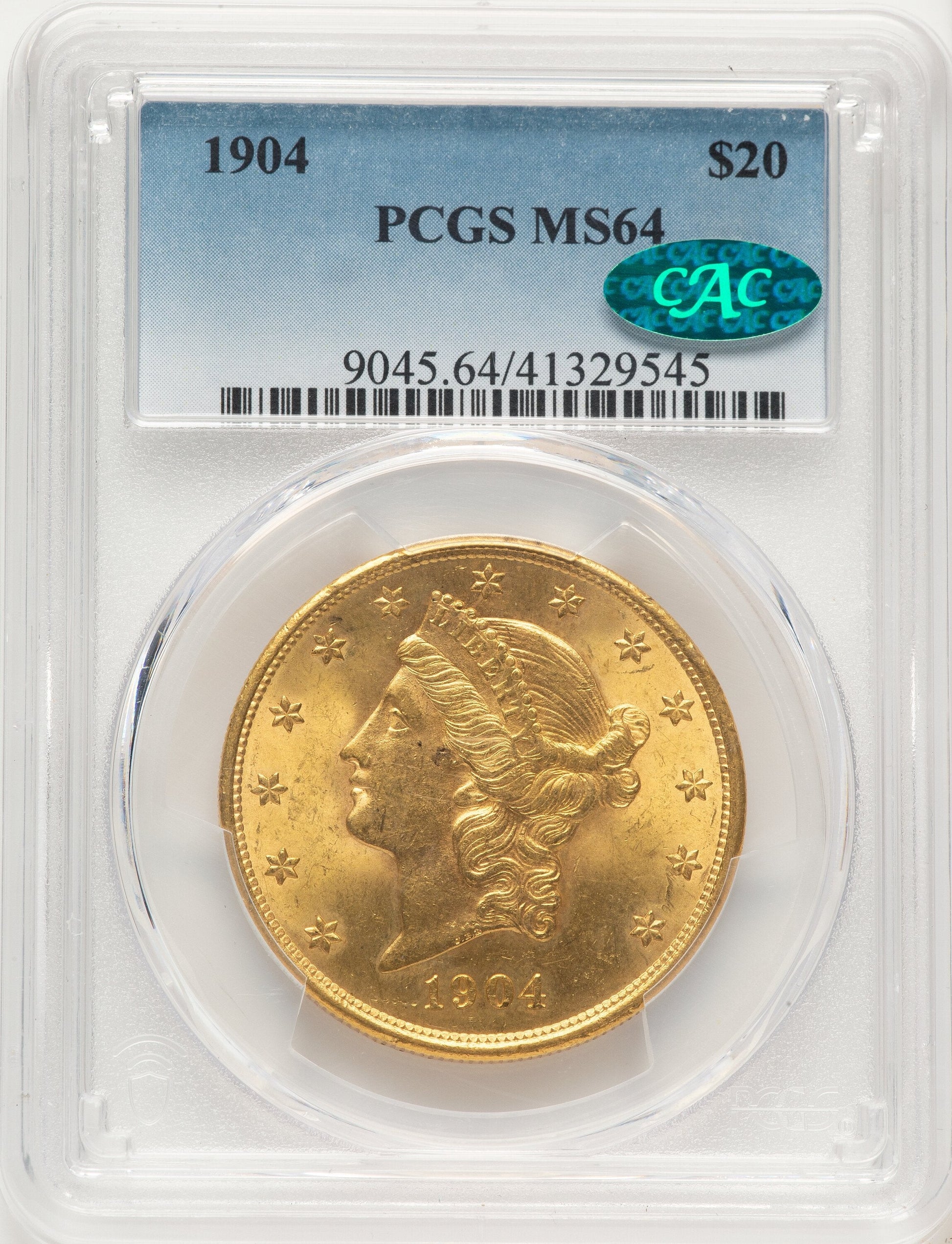1904 $20 Liberty CAC Liberty Double Eagle PCGS MS64