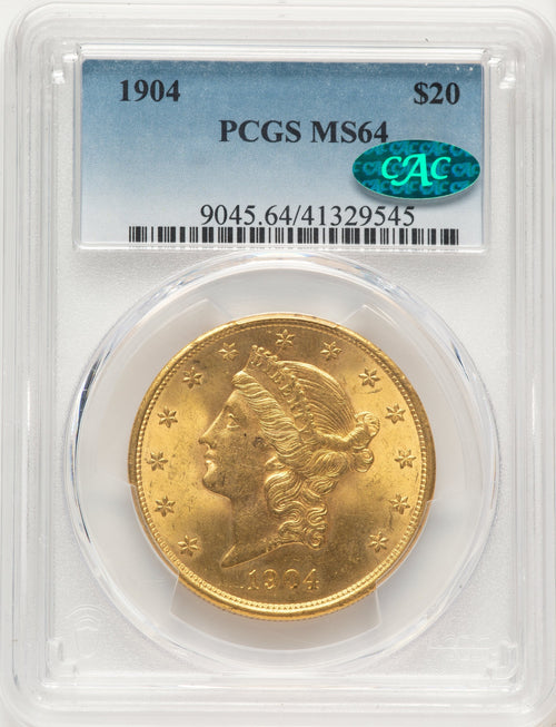 1904 $20 Liberty CAC Liberty Double Eagle PCGS MS64