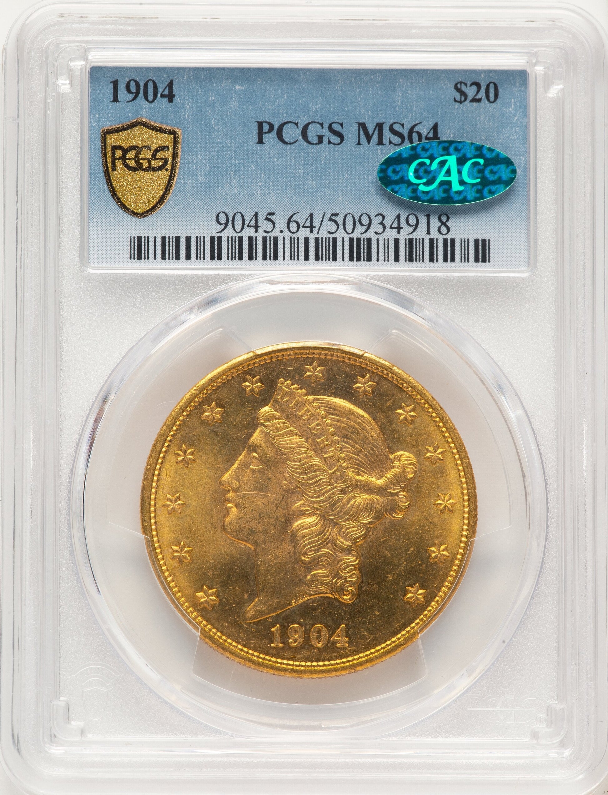 1904 $20 Liberty CAC Liberty Double Eagle PCGS MS64