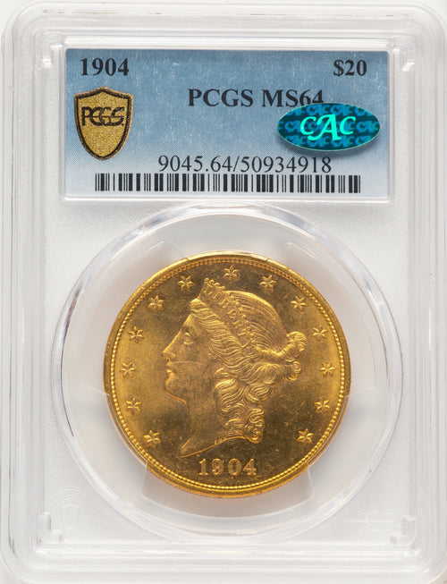 1904 $20 Liberty CAC Liberty Double Eagle PCGS MS64