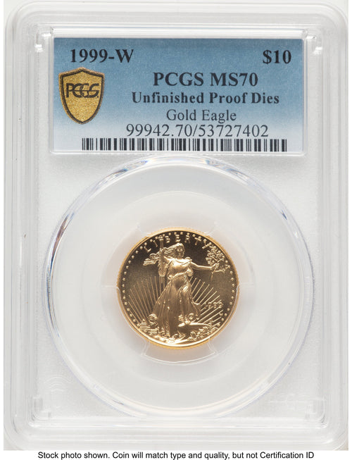 1999-W Gold Eagle 1/4 oz Unfinished Proof Dies Blue Gradient PCGS PR70