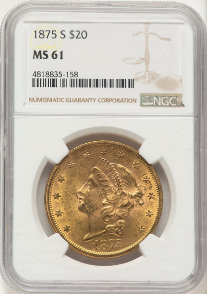 1875-S $20 Liberty Double Eagle NGC MS61