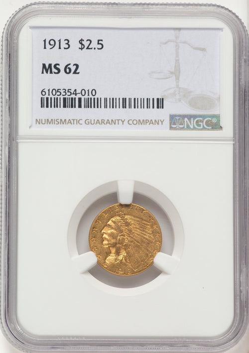 1913 $2.50 Indian Quarter Eagle NGC MS62