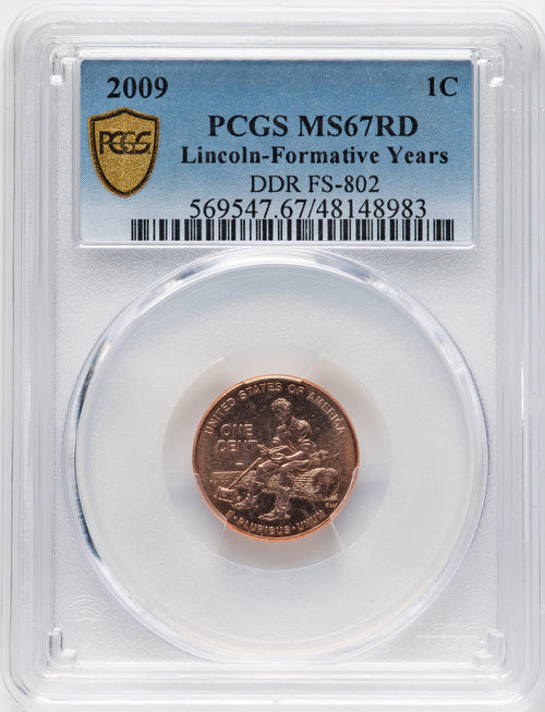 2009 1C Formative Years Doubled Die Reverse FS-802 RD Lincoln Cent PCGS MS67