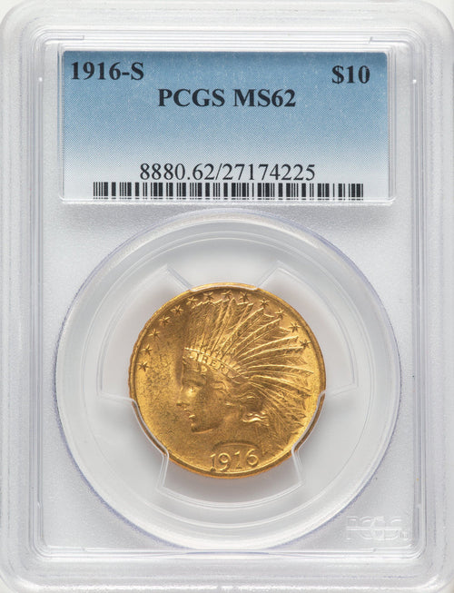 1916-S $10 Blue Gradient Indian Eagle PCGS MS62