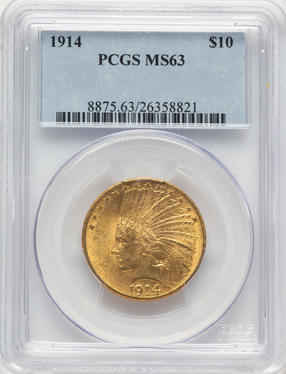 1914 $10 Indian Eagle PCGS MS63
