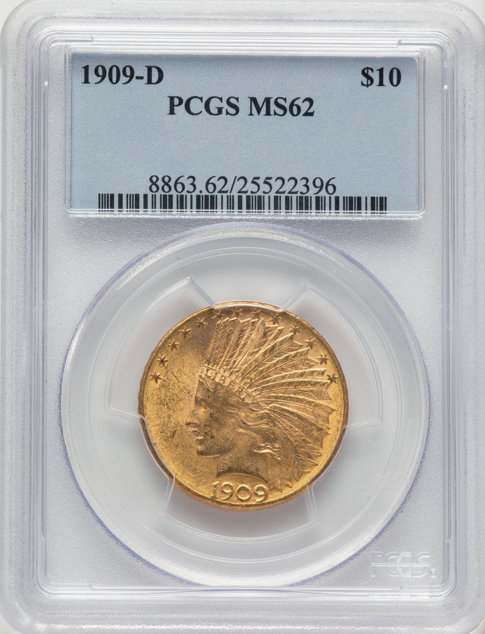 1909-D $10 Indian Eagle PCGS MS62