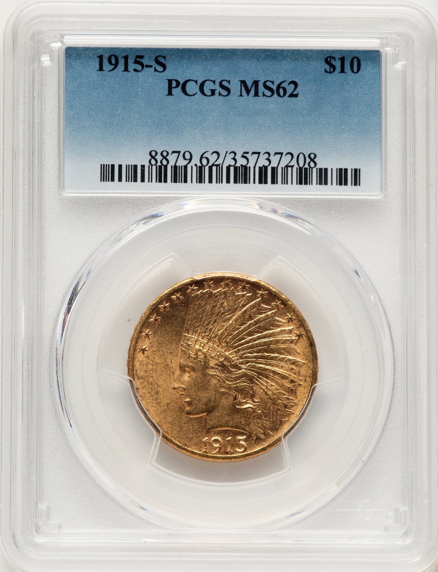 1915-S $10 Blue Gradient Indian Eagle PCGS MS62