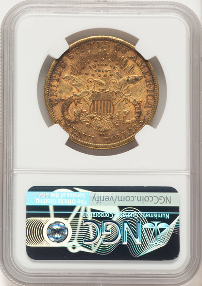 1884-CC $20 Brown Label Liberty Double Eagle NGC AU53