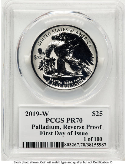 2019-W Palladium Eagle 1 oz REV FDI John PCGS PR70 Mercanti